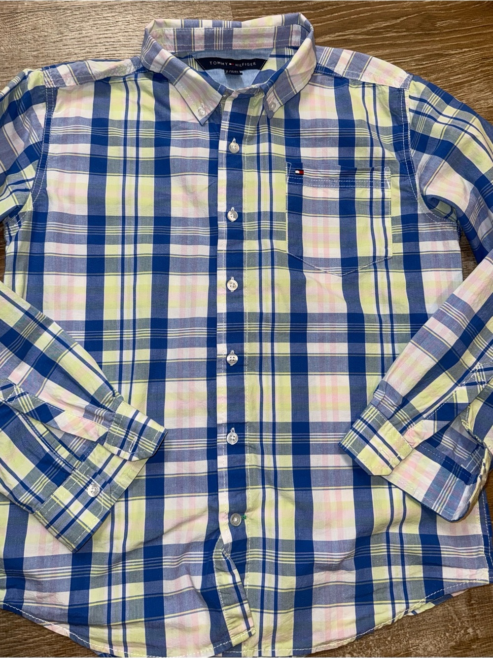 Tommy Hilfiger Blue, Yellow & Pink Plaid Button-Down Shirt